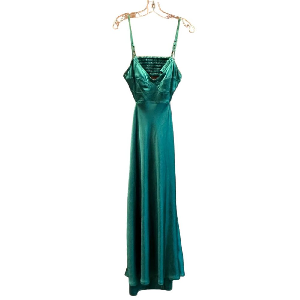 A.L.C. Emerald Green Satin Midi Dress - Picture 2 of 8